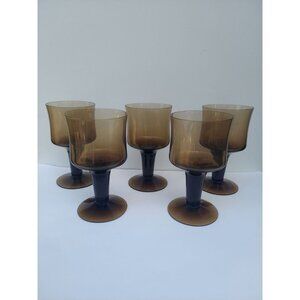 5 Orrefors Canyon Brown 5 1/2" Wine Goblets